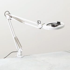 CANVAS brand White iPhone holder + Lamp with Desk Clamp